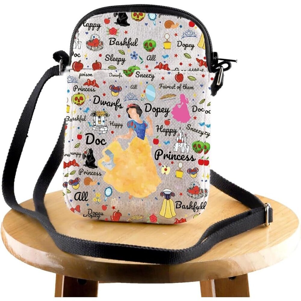 Princess Snow W Crossbody Bag Polyester Small Travel Purse with Zipper